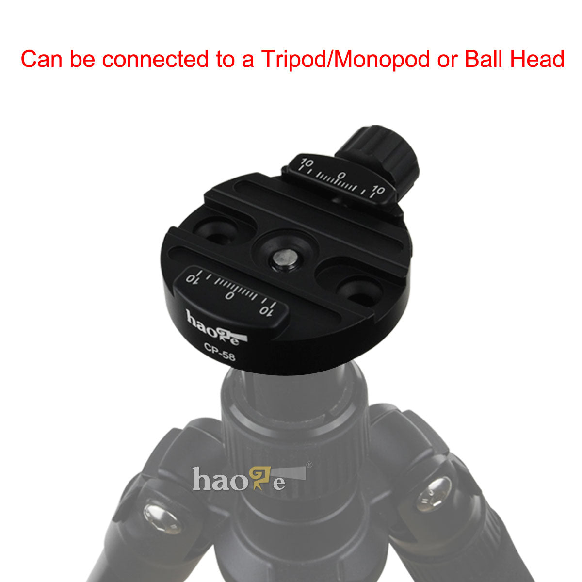 Haoge 58mm Screw Knob Clamp Adapter with 60mm QR Quick Release Plate for Camera Tripod Ballhead Monopod Ball Head Fit Arca Swiss