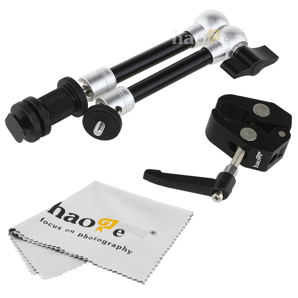 Haoge 11 inch Articulating Friction Magic Arm with Small Clamp Crab Pliers Clip for HDMI LCD Monitor LED Light DSLR Camera Video Tripod