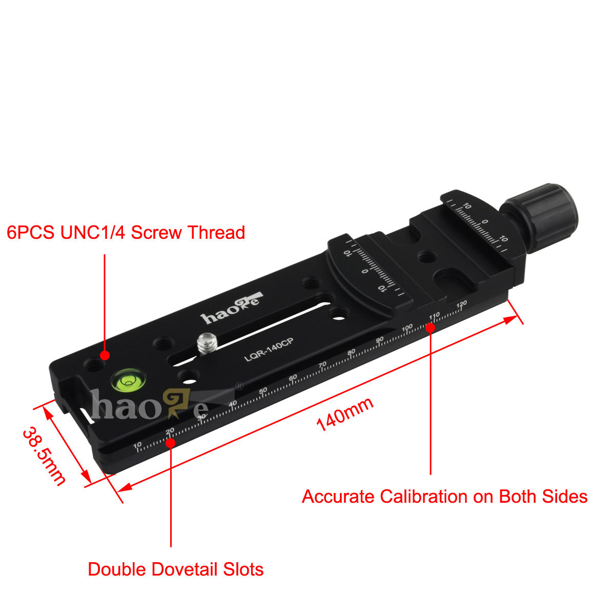 Haoge 140mm Nodal Slide Double Dovetail Focusing Rail Plate with Metal Quick Release Clamp and 70mm Plate for Camera Panoramic Panorama Close Up Macro Shoot fit Arca Swiss RRS Benro Kirk