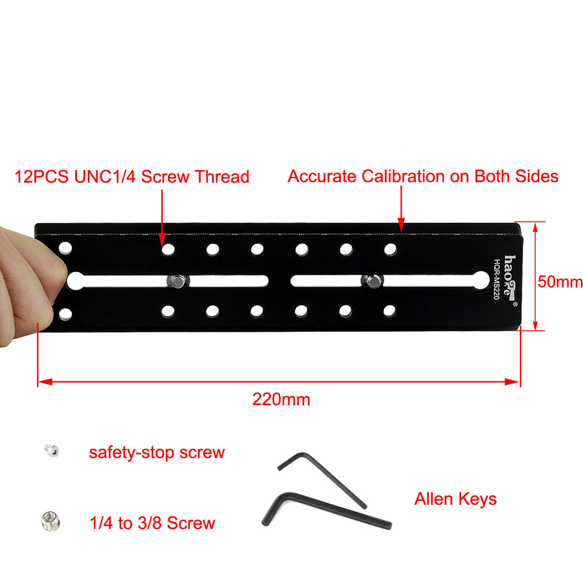 Haoge 220mm Long Sliding Quick Release Plate For Manfrotto Rapid Connect Clamp Benro Sirui Fluid Video Head Tripod Ball Heads