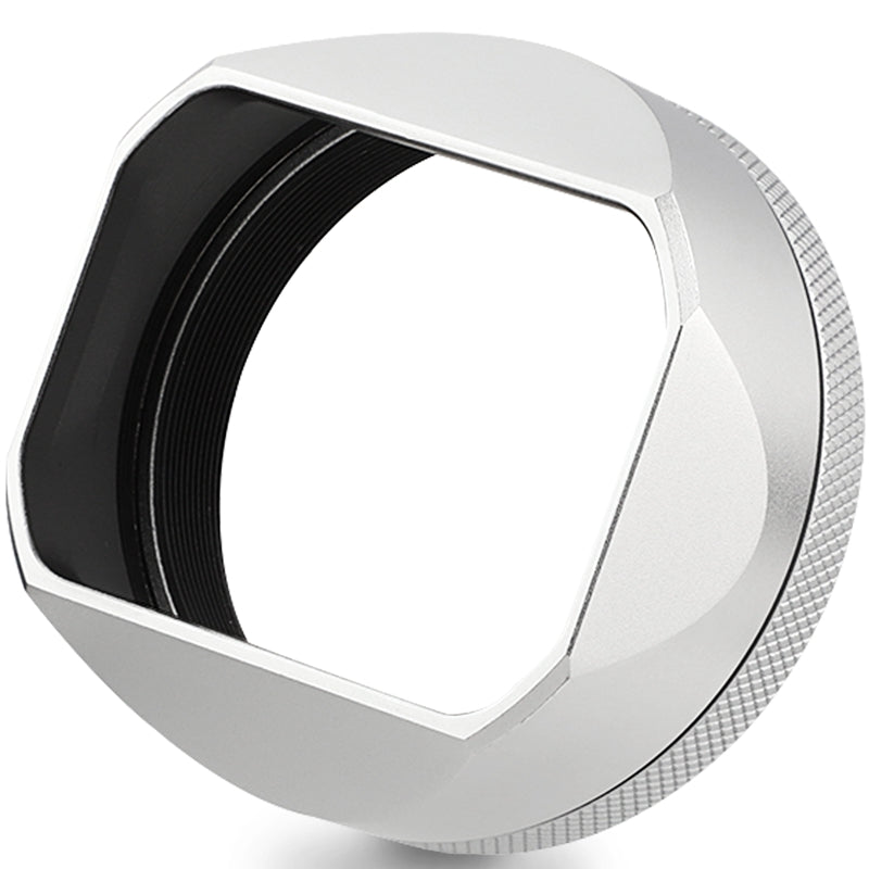 Haoge Square Metal Lens Hood for Fujifilm X100V Fuji X100VI Camera Silver with 49mm UV Filter Adapter Ring