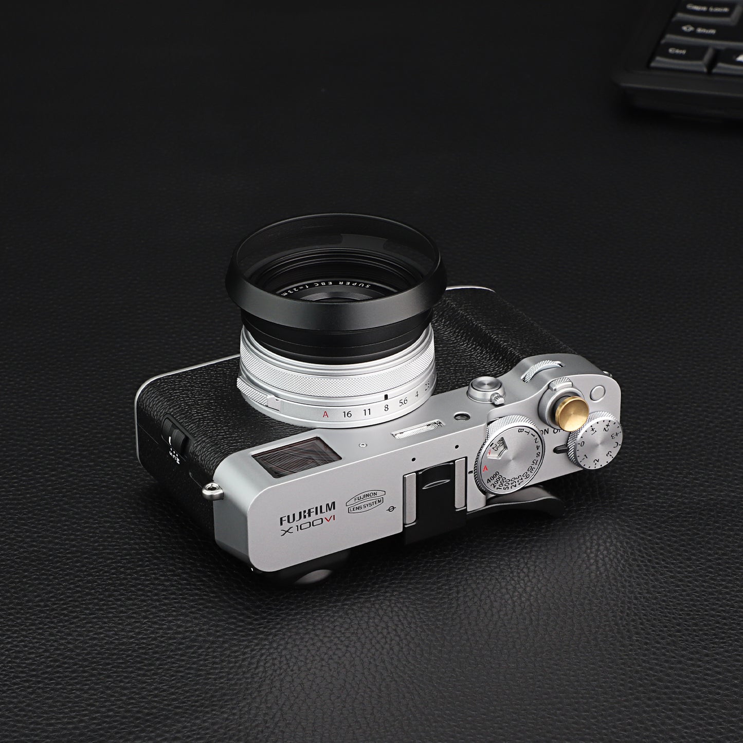 Haoge 3in1 Lens Hood with Adapter Ring with Cap Set for Fujifilm Fuji X100VI Camera Black LH-X53B