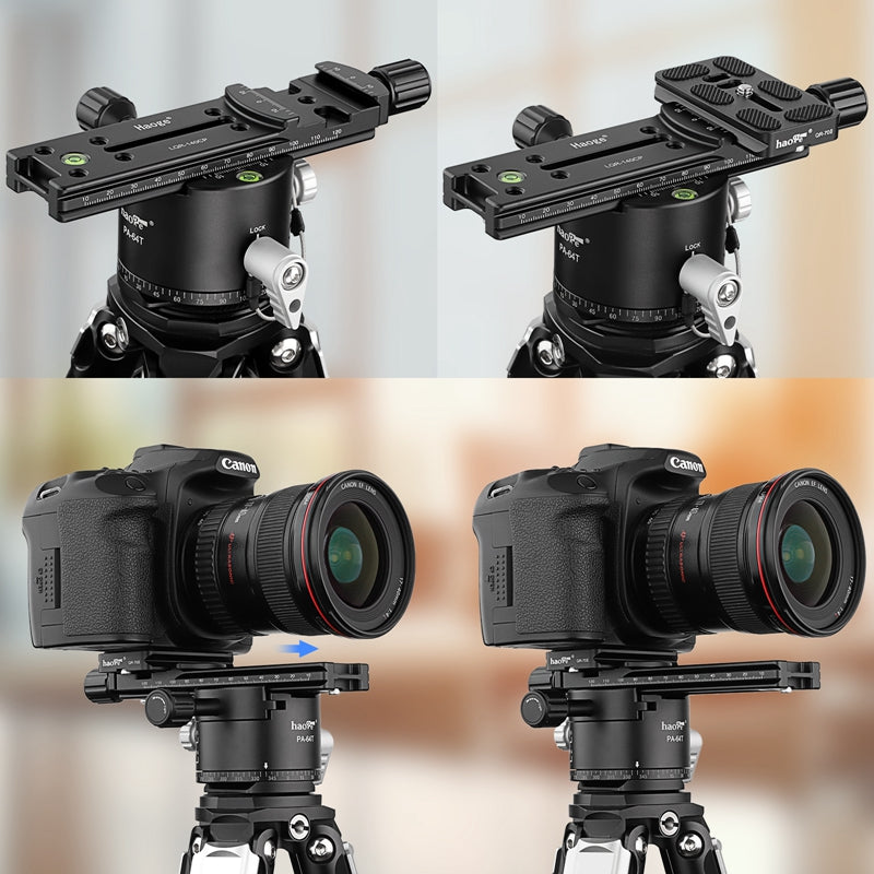 Haoge PA-64T 64mm Panoramic Panorama Pano Indexing Index Rotator Tripod Monopod Head - 10 Detent Interval Quick Release Clamp fit Arca Swiss
