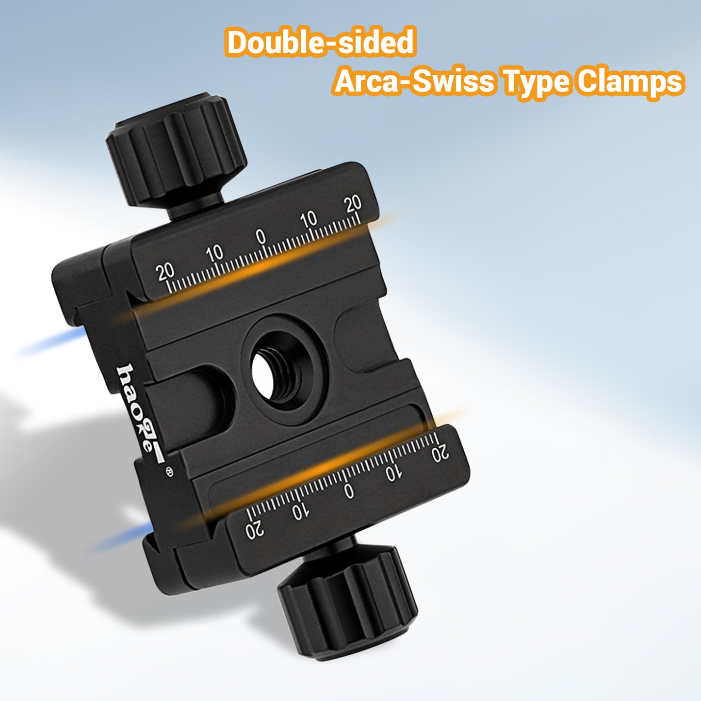 Haoge CP-50BII 50mm Subtend Double Dual Quick Release Clamp for Arca Swiss RRS Benro Rail Plate Nodal Slide