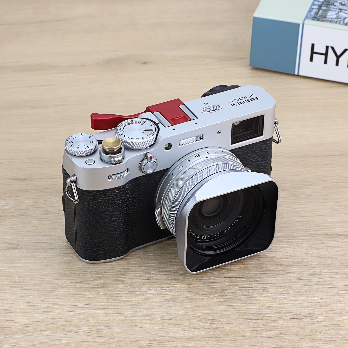 Haoge LH-X200S Square Metal Lens Hood with 49mm Adapter Ring for Fujifilm X100VI Fuji X1006 X100V X100F X100T X100S X100 X70 Fuji Photo Camera Accessories Silver