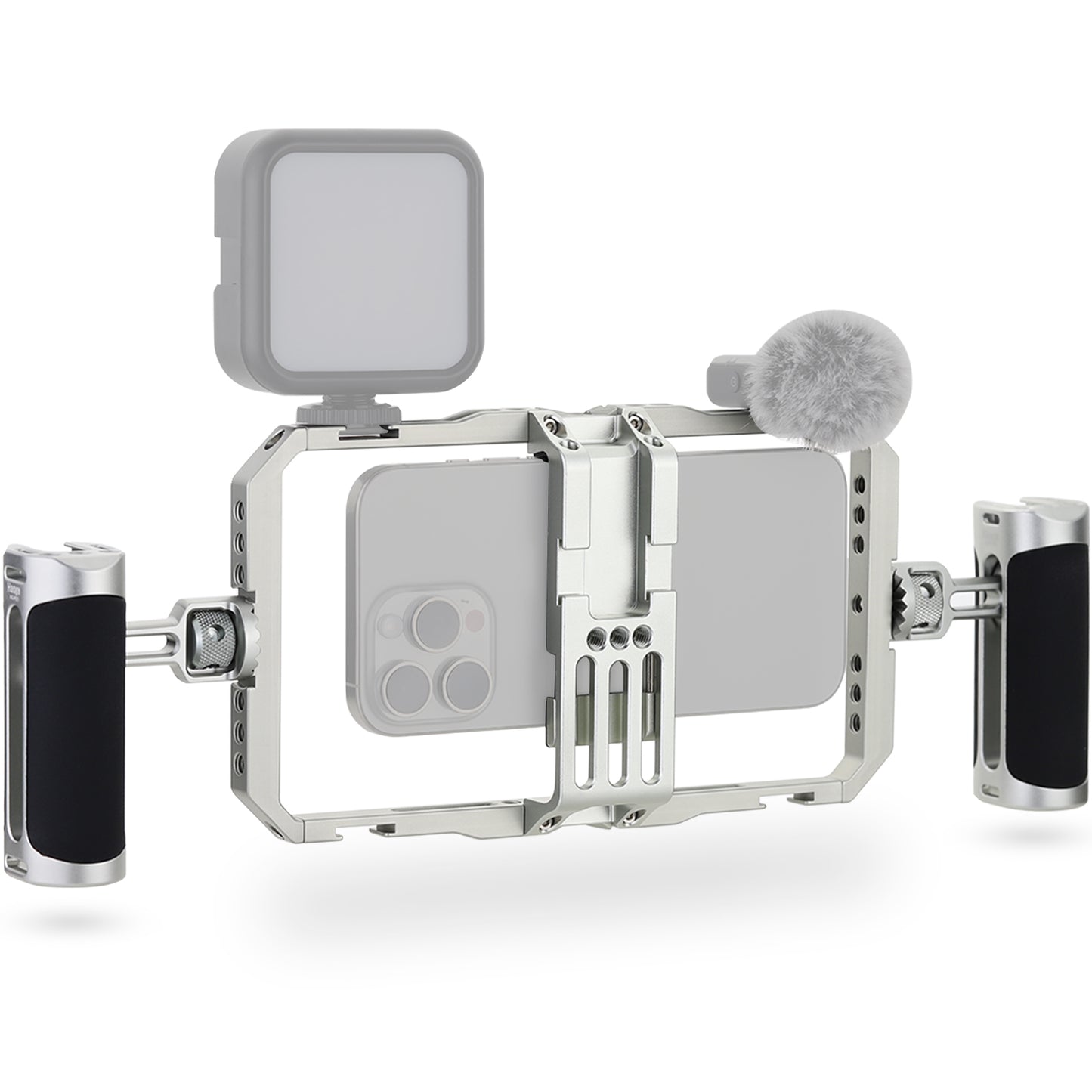 Haoge Universal Phone Cage Video Rig Kit,Smartphone Stabilizer with Dual Handle,Handheld Filmmaking Vlogging Phone Rig for iPhone Videomaker Videographer,for iPhone for Samsung and Other Android Phone
