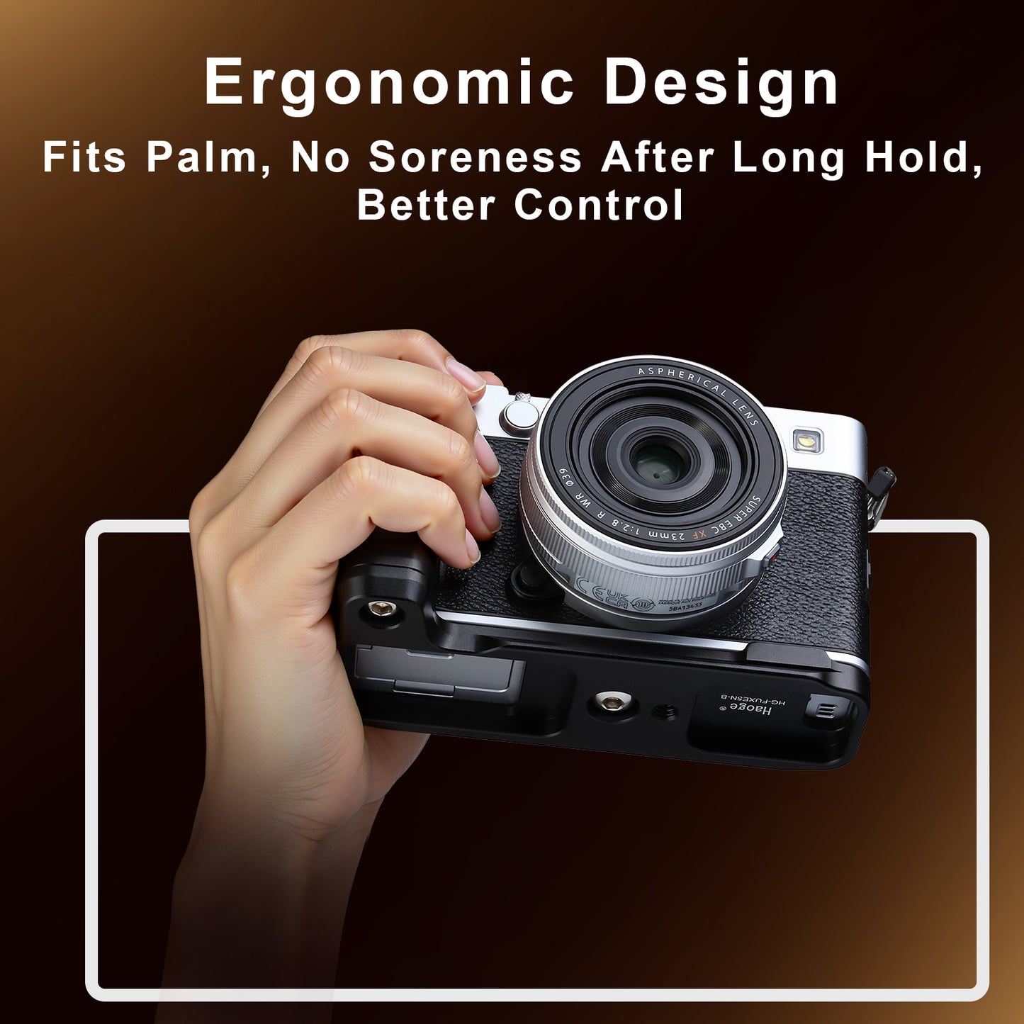 Haoge Handle HandGrip for Fujifilm X-E5 xe5 Camera Body L-Shape Grip Bracket HG-FUXE5N-B Black With Arca-Swiss standard Plate