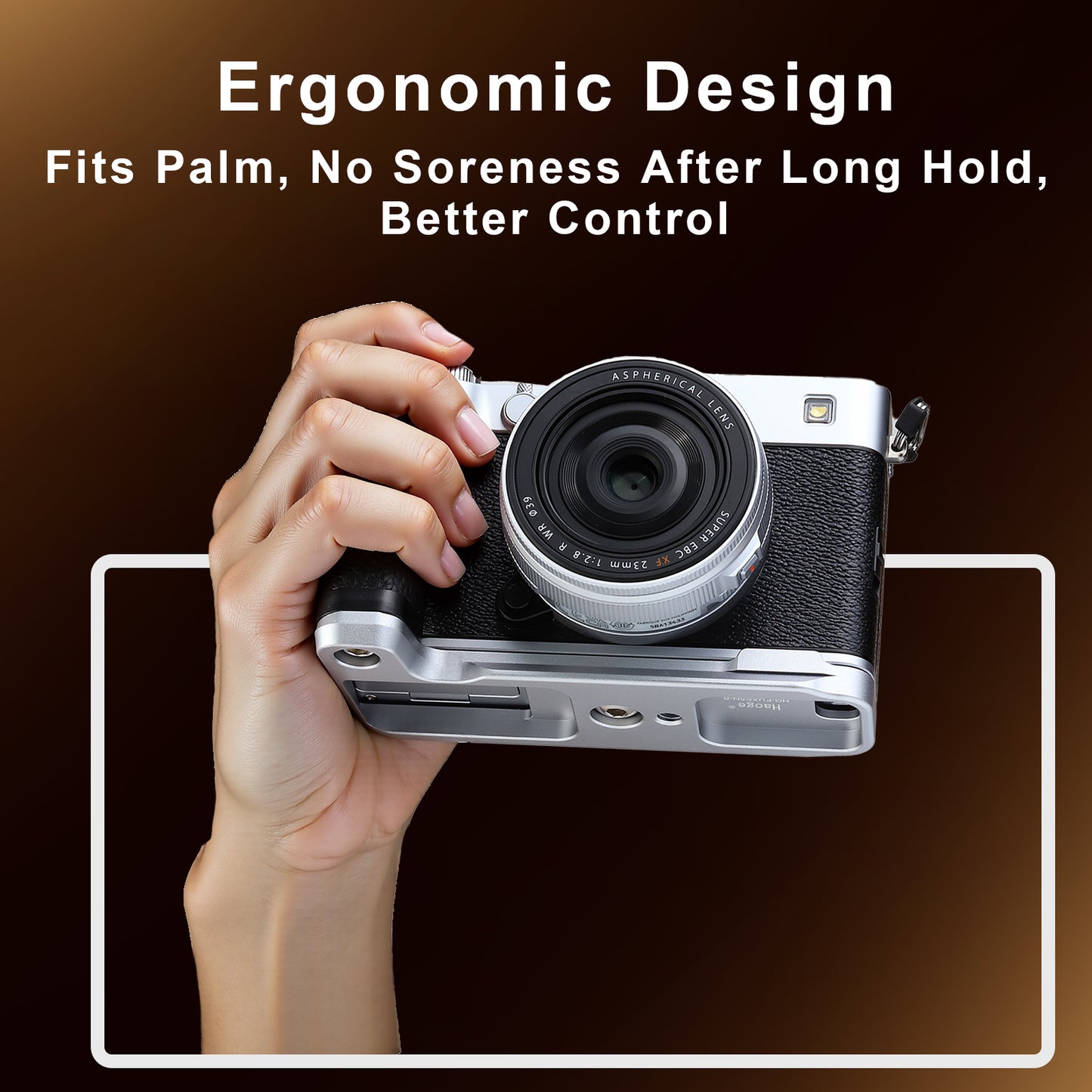 Haoge Handle HandGrip for Fujifilm X-E5 Camera Body L-Shape Grip Bracket HG-FUXE5N-S Silver With Arca-Swiss standard Plate