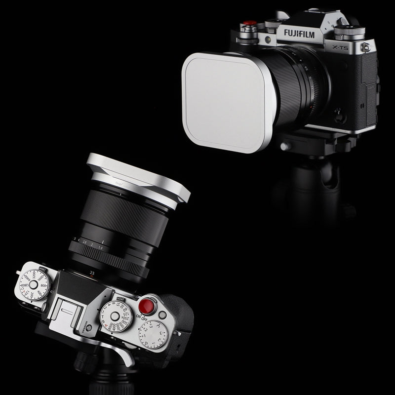 Haoge Silver Metal Square Lens Hood for Fujifilm XF33mm F1.4 R WR Lens and Fuji XF 23mm f/1.4 R LM WR lens on X-Pro3 X-T5 XT4 X-T50 X-T30 X-E4 X-H2 Cap LH-X33 Bayone