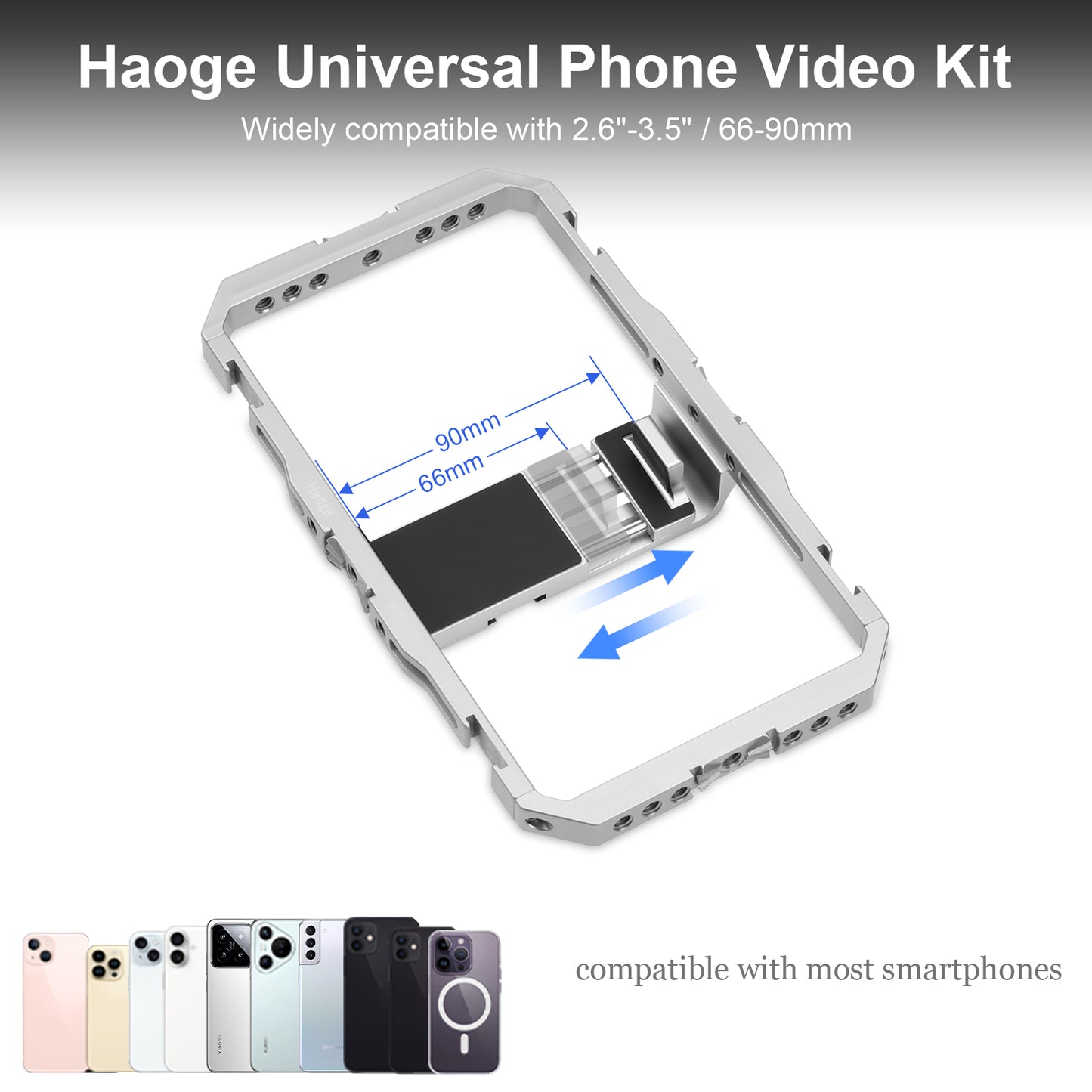 Haoge Universal Phone Cage Video Rig Kit,Smartphone Stabilizer with Dual Handle,Handheld Filmmaking Vlogging Phone Rig for iPhone Videomaker Videographer,for iPhone for Samsung and Other Android Phone