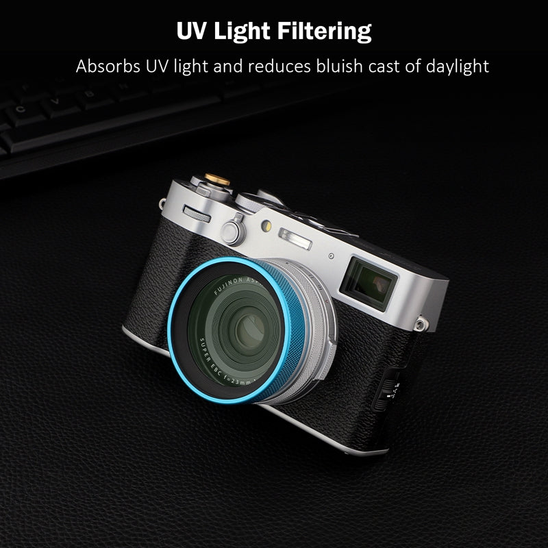 Haoge Metal Lens Hood with MC UV Protection Multicoated Ultraviolet Lens Filter for Fujifilm Fuji X100VI Camera Blue LUV-X54G