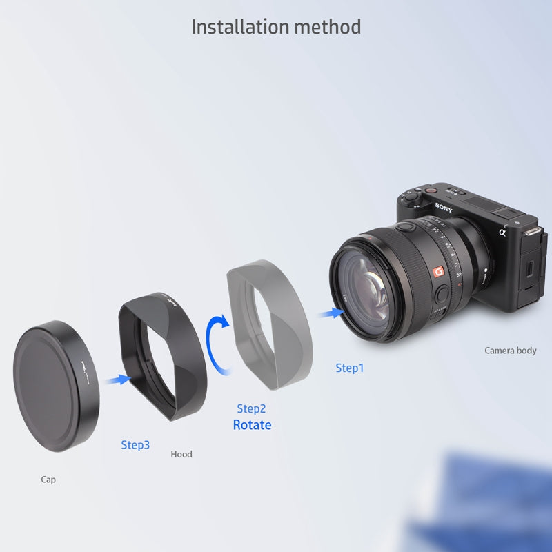 Haoge Lens Hood Metal Square Bayonet for Sony FE 35mm F1.4 GM, With Metal Front Cap, Replaces Sony FE35mm F1.4 GM Hood ALC-SH0001