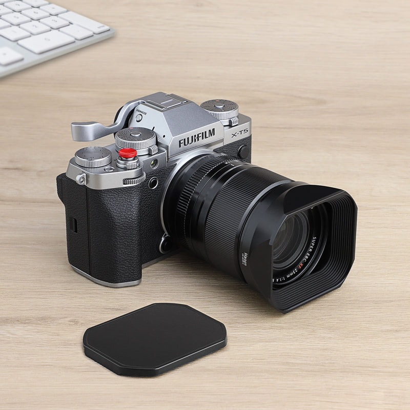 Haoge Metal Square Lens Hood for Fujifilm Fujinon Fuji XF 16-50mm F2.8-4.8 R LM WR lens Replaces LH-XF23 II/LH-XF23-2 Lens Hood with a Hood Cap