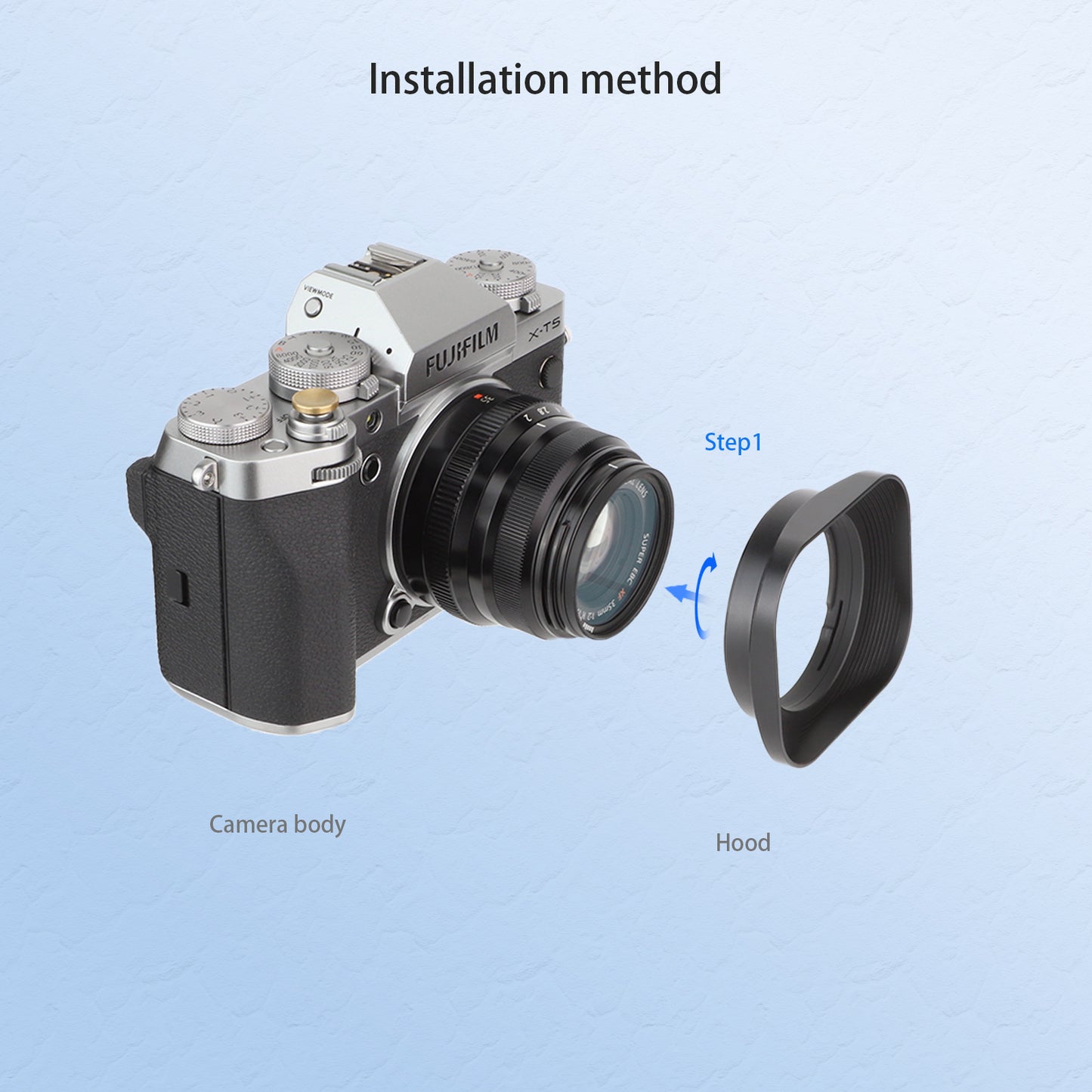 Haoge LH-X30M Lens Hood for Fujifilm Fuji XF 30mm F2.8 R LM WR Macro Lense Metal Square Bayonet Hood