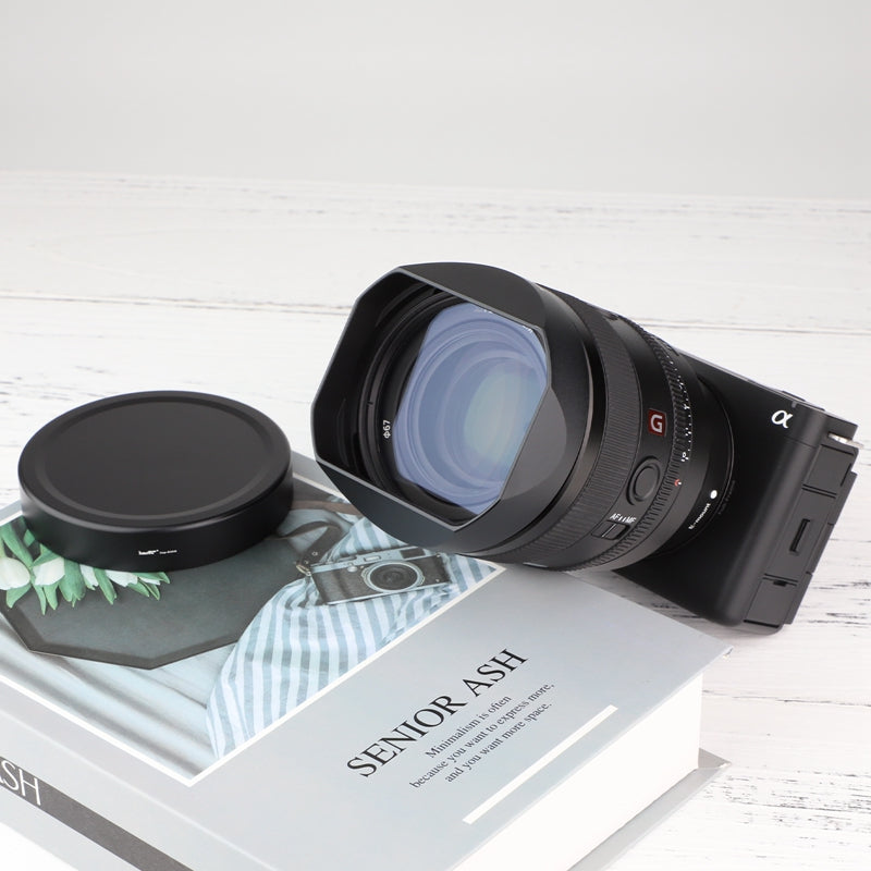 Haoge Lens Hood Metal Square Bayonet for Sony FE 35mm F1.4 GM, With Metal Front Cap, Replaces Sony FE35mm F1.4 GM Hood ALC-SH0001