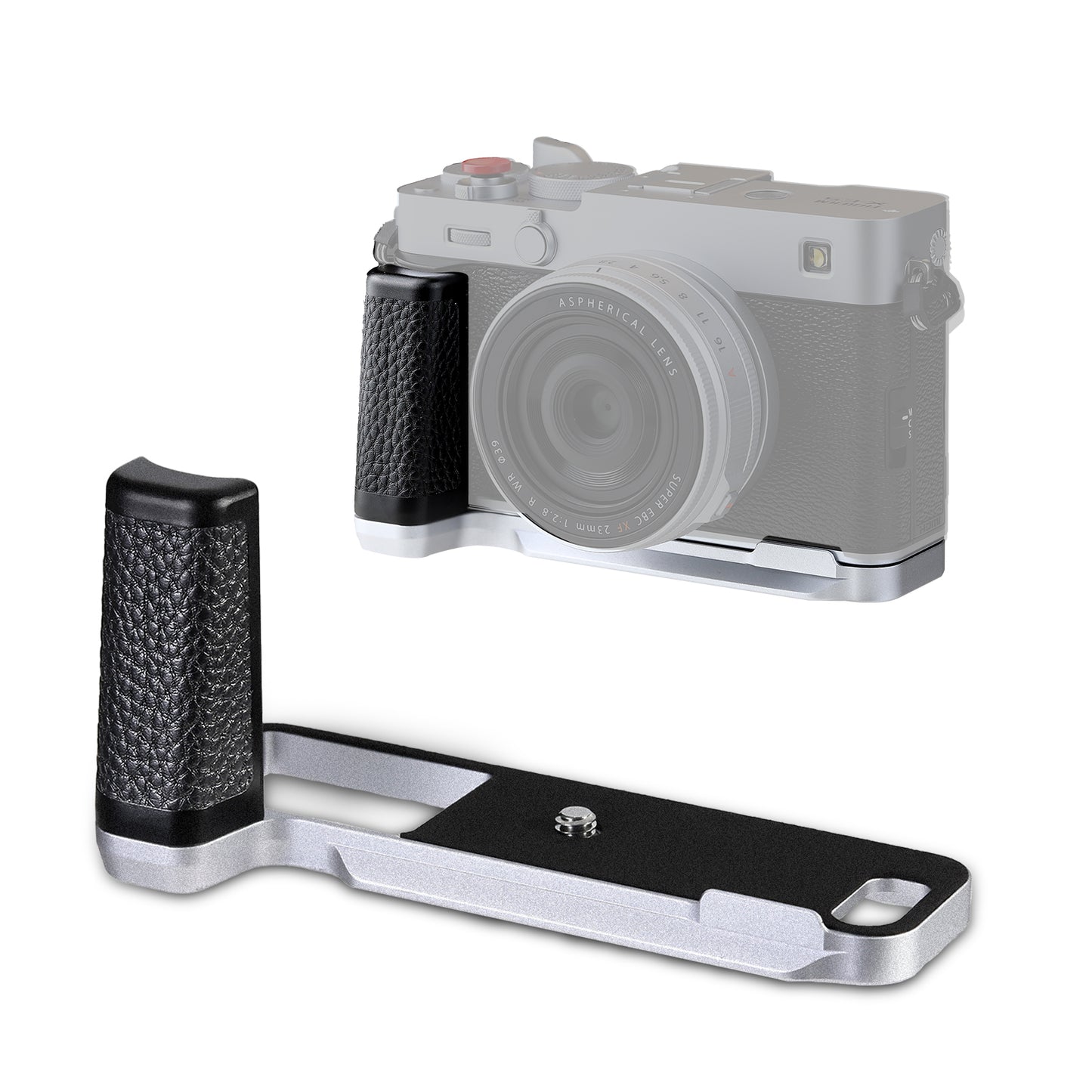 Haoge Handle HandGrip for Fujifilm X-E5 Camera Body L-Shape Grip Bracket HG-FUXE5N-S Silver With Arca-Swiss standard Plate