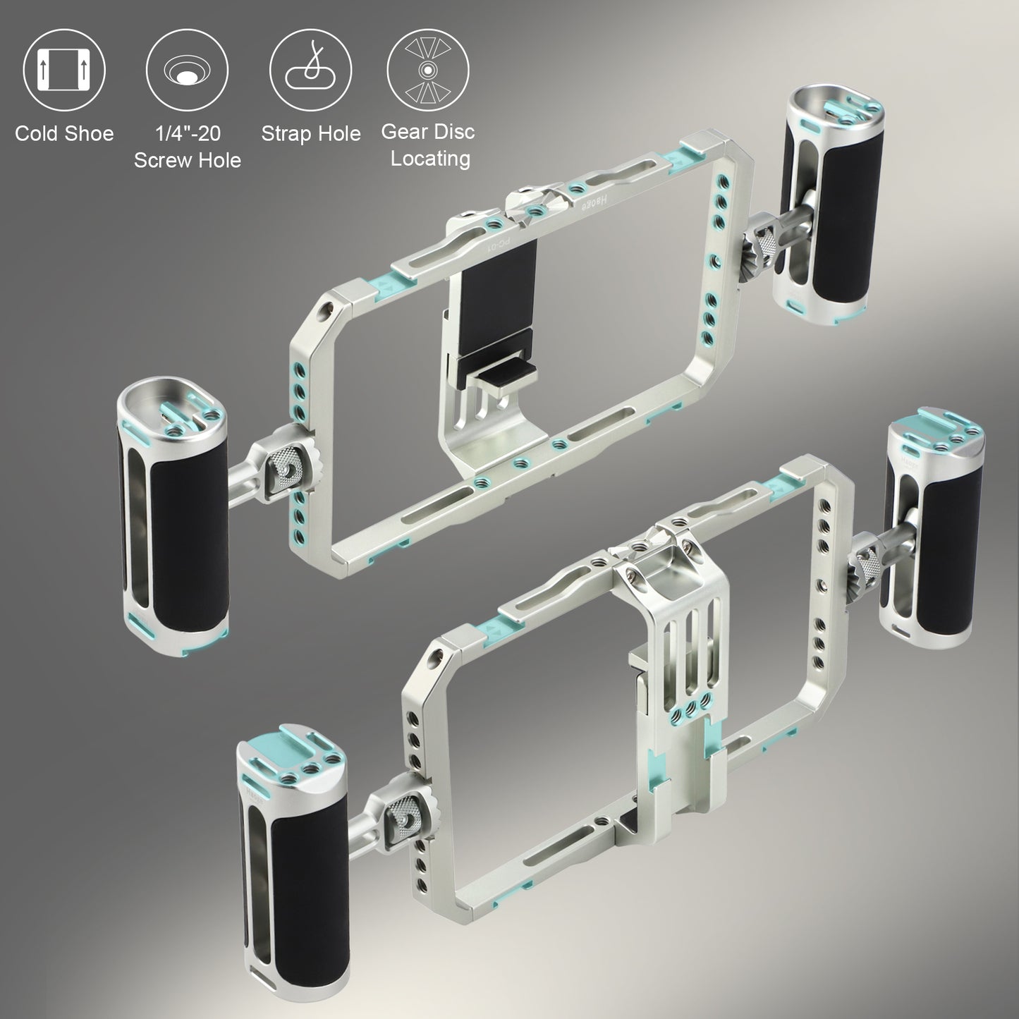 Haoge Universal Phone Cage Video Rig Kit,Smartphone Stabilizer with Dual Handle,Handheld Filmmaking Vlogging Phone Rig for iPhone Videomaker Videographer,for iPhone for Samsung and Other Android Phone