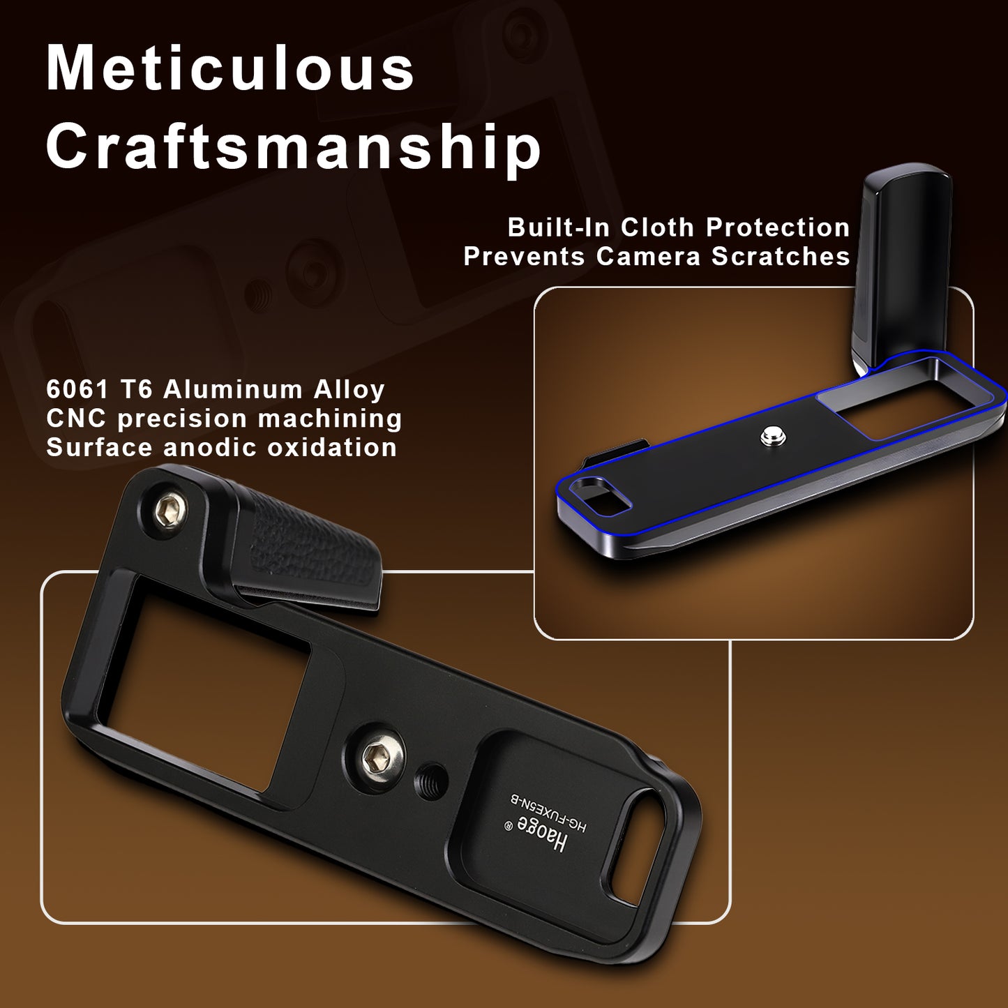 Haoge Handle HandGrip for Fujifilm X-E5 xe5 Camera Body L-Shape Grip Bracket HG-FUXE5N-B Black With Arca-Swiss standard Plate