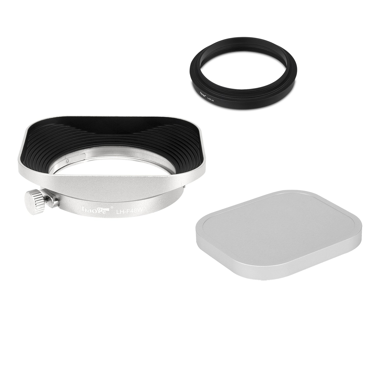 Haoge Silver 39/43/46/49/52mm Square Metal Screw-in Lens Hood for Fujifilm Canon Nikon Sony Leica Voigtlander Zeiss Nikkor Panasonic Pentax Contax Olympus Lens and Other Lens with Filter Thread