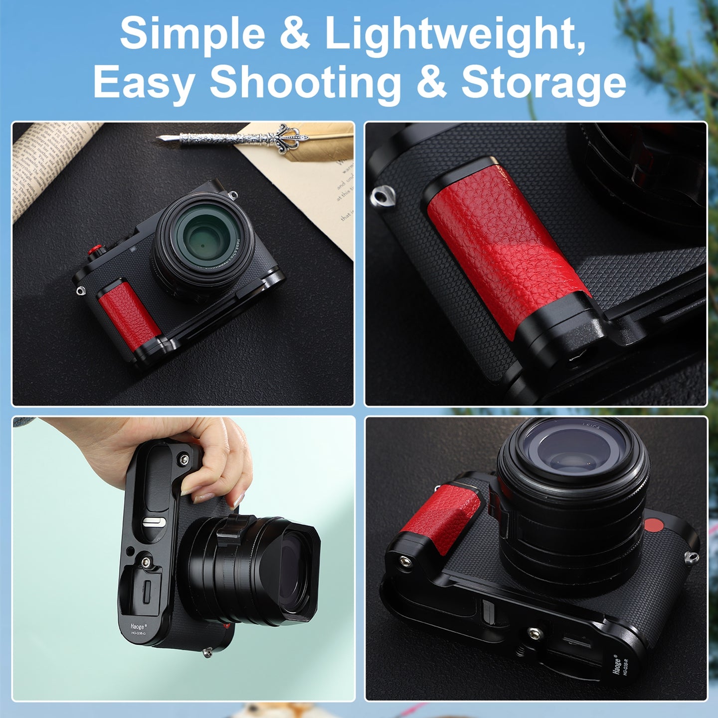 Haoge Handle HandGrip for Leica Q3 Q3-43 Digital Camera Body Accessories L-Shape Grip Bracket Green HG-Q3B-G