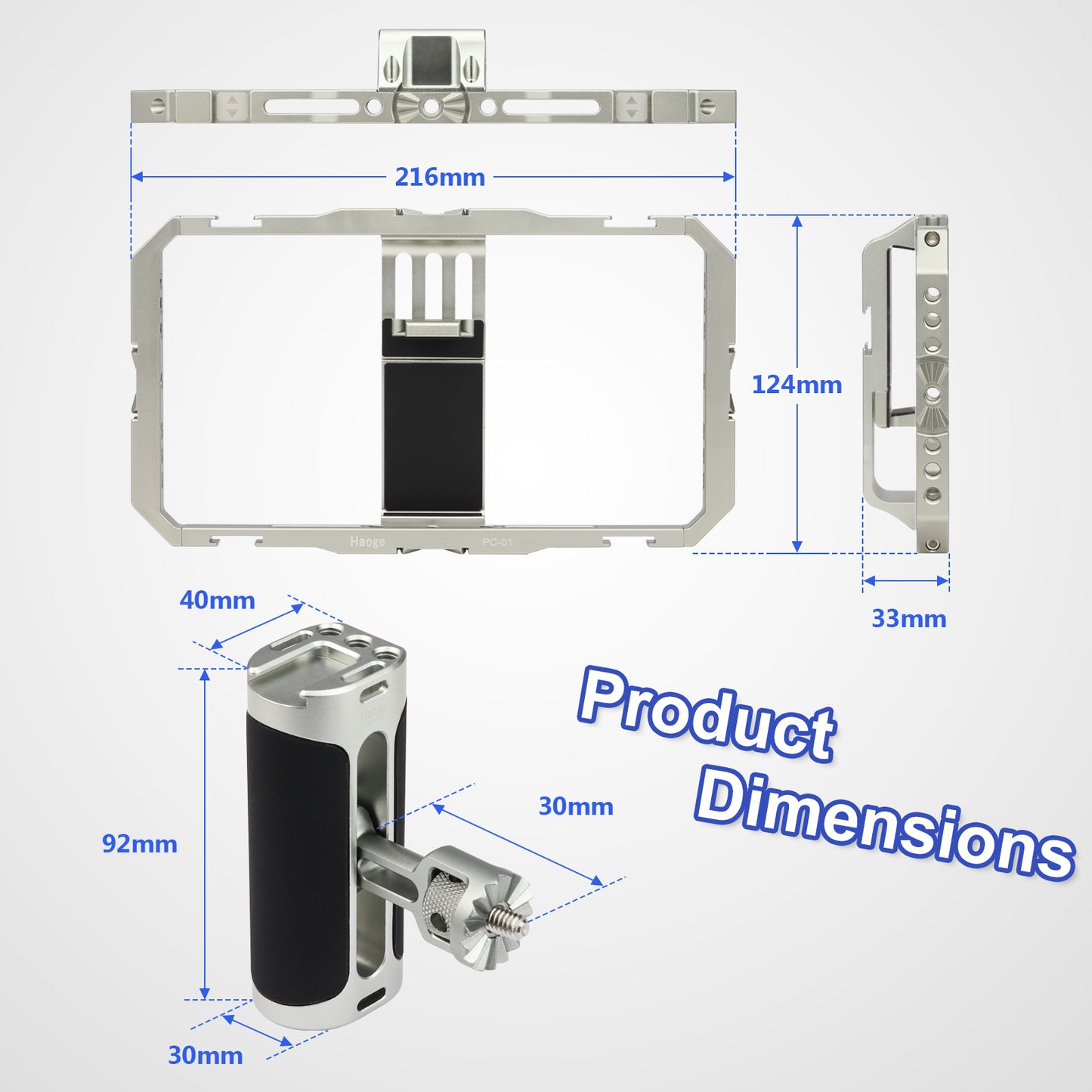 Haoge Universal Phone Cage Video Rig Kit,Smartphone Stabilizer with Dual Handle,Handheld Filmmaking Vlogging Phone Rig for iPhone Videomaker Videographer,for iPhone for Samsung and Other Android Phone