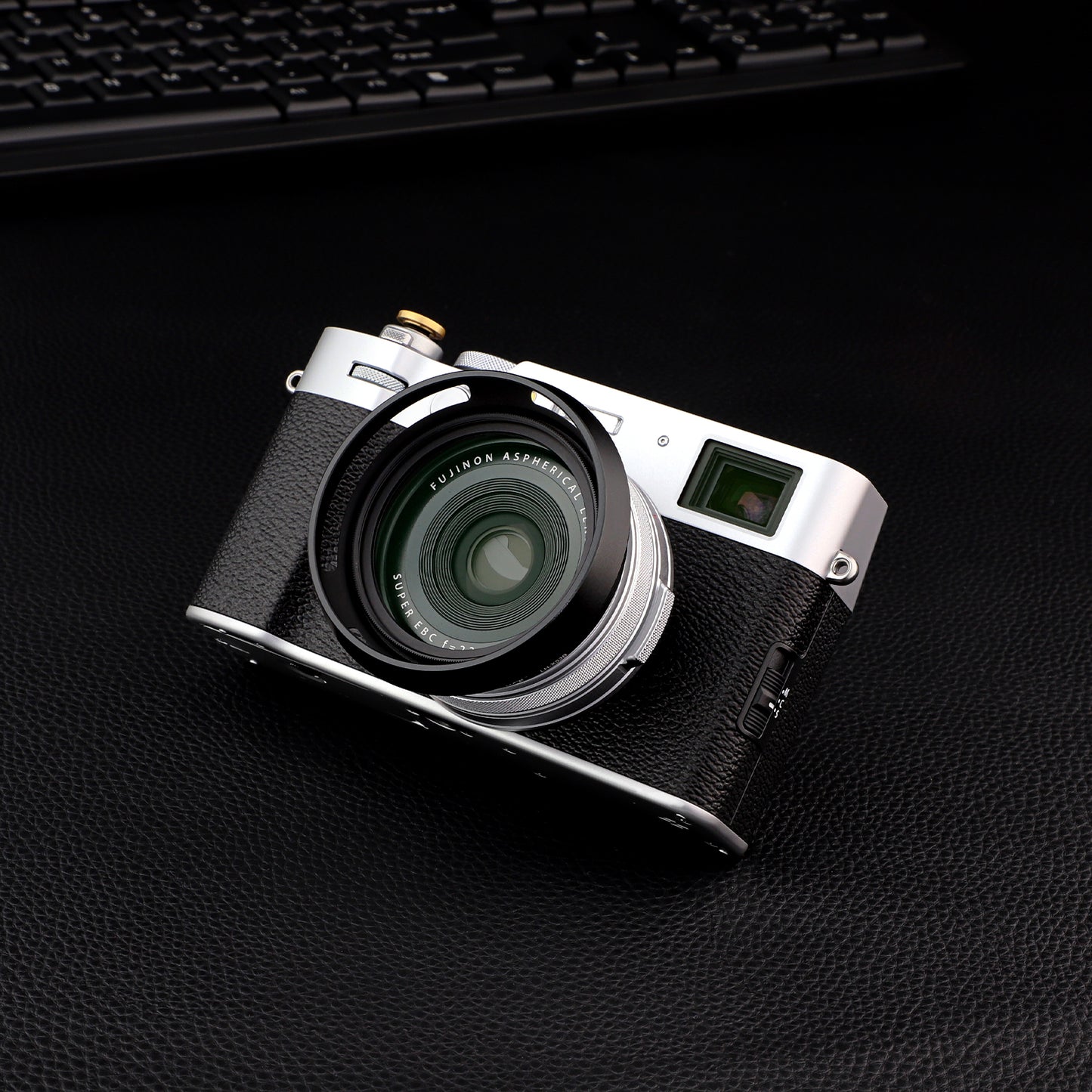 Haoge 3in1 Lens Hood with Adapter Ring with Cap Set for Fujifilm Fuji X100VI Camera Black LH-X53B