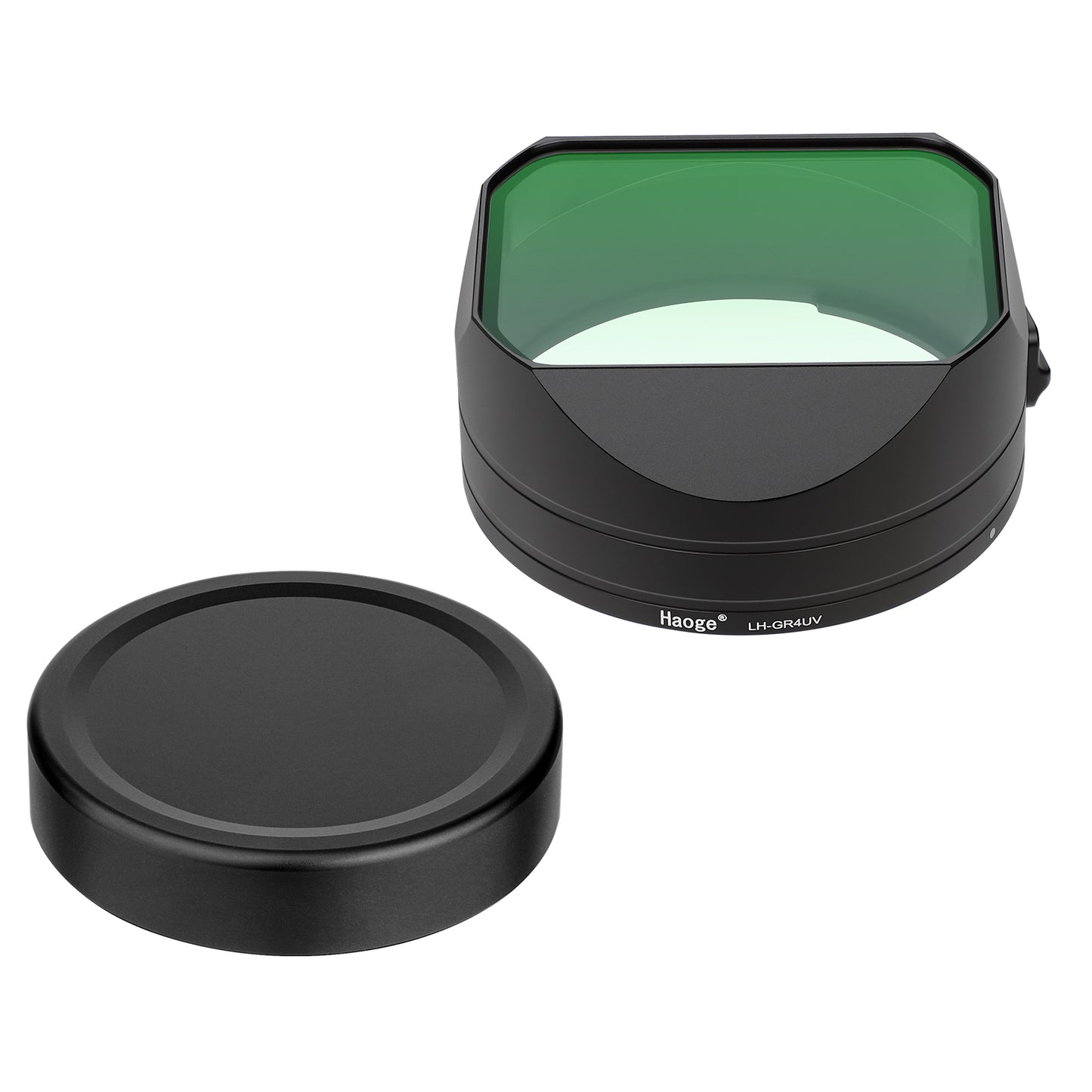 Haoge GR4 Metal Square Lens Hood & Built-in UV Filter for RICOH GR VI HDF Camera Lens Accessories Bayonet Mount, With Lock Button Design