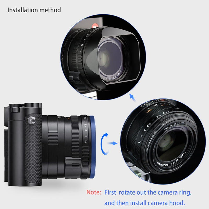 Haoge LH-LQ Metal Square Lens Hood for LeicaQ2 Q Q-P QP q Camera Accessories Black