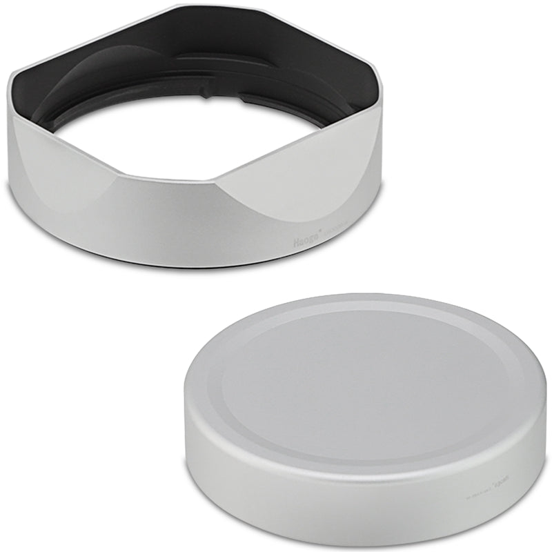 Haoge Silver Metal Square Lens Hood for Fujifilm XF33mm F1.4 R LM WR Lens, Fuji XF23mmF1.4 R LM W,Fujinon XF 16-50mm F2.8-4.8 R LM WR lens, Bayonet Hood Shade,With Metal Cap Kit,