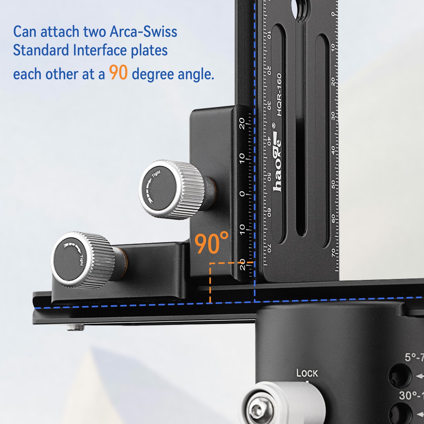 Haoge CP-RA90 Right Angle Clamp 90 Degree Double Quick Release L Clamp with 1/4 Screw Thread for Arca Swiss RRS Benro Rail Plate Nodal Slide