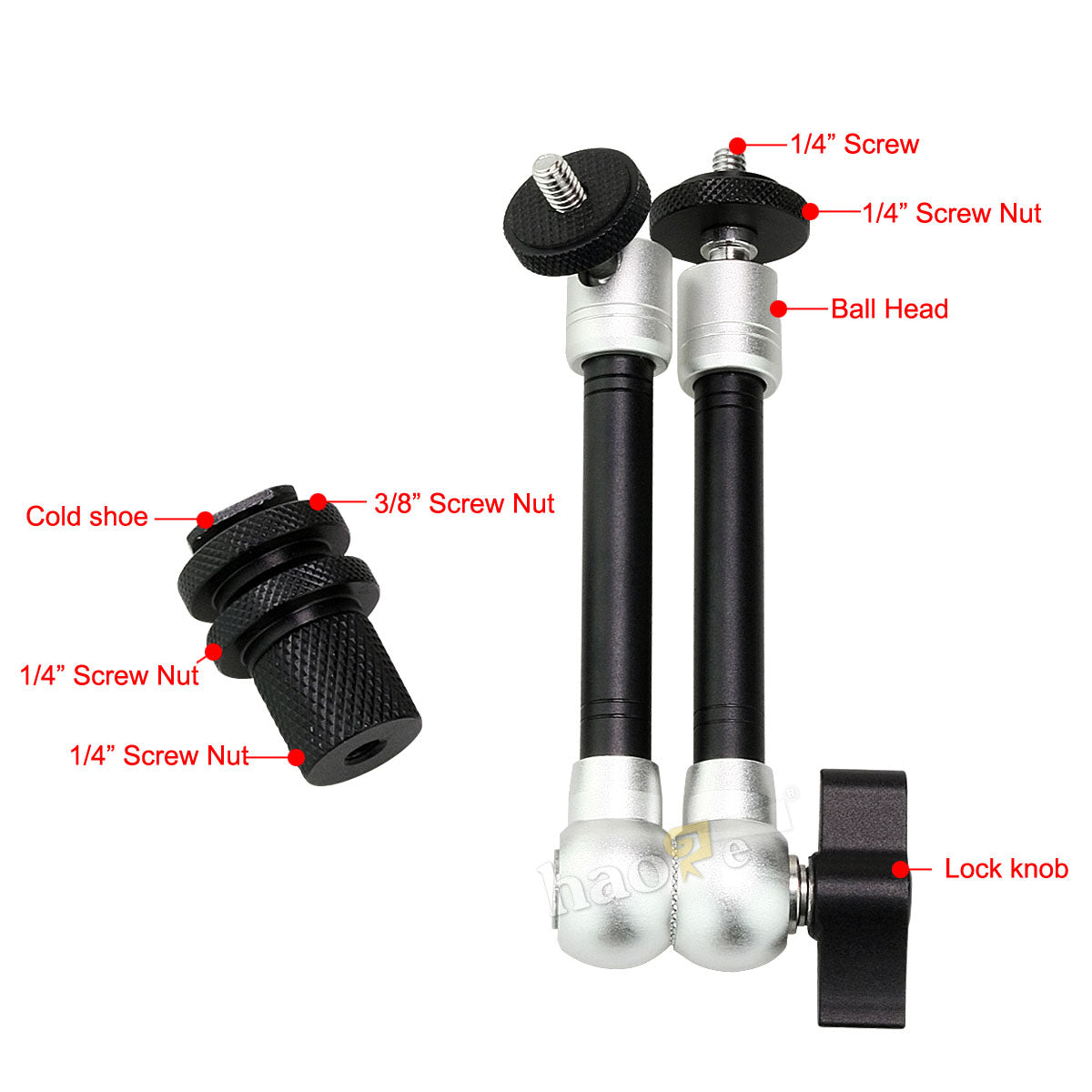Haoge 11 inch Articulating Friction Magic Arm with Large Clamp Crab Pliers Clip for HDMI LCD Monitor LED Light DSLR Camera Video Tripod