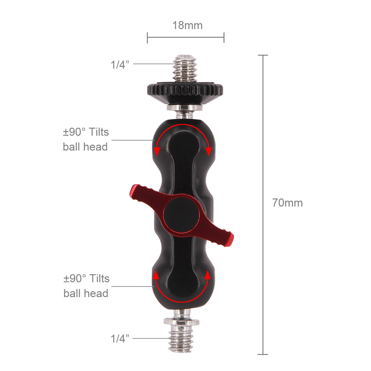 Haoge Mini Multi-Function Double Ball Head Adapter Mount with 1/4-inch Screw for DSLR Camera LCD Monitor LED Lights Flash Light