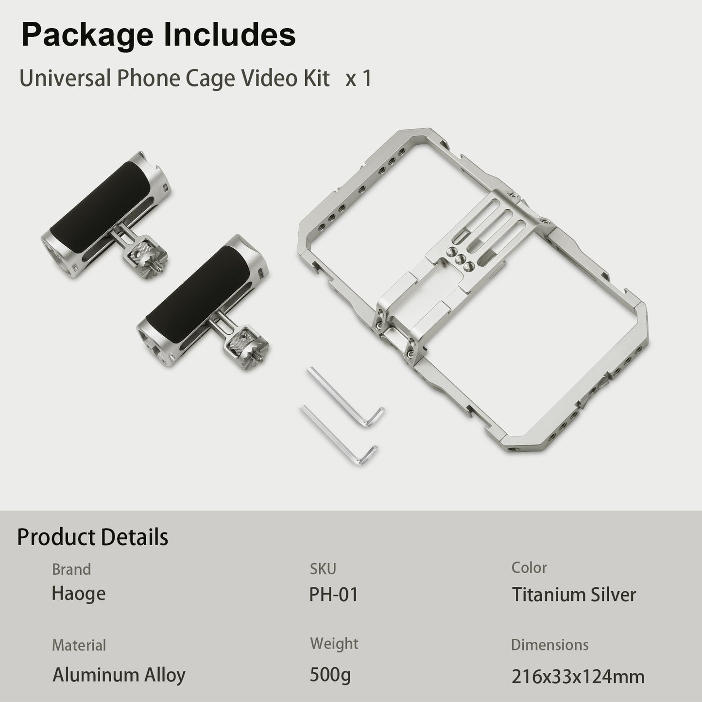 Haoge Universal Phone Cage Video Rig Kit,Smartphone Stabilizer with Dual Handle,Handheld Filmmaking Vlogging Phone Rig for iPhone Videomaker Videographer,for iPhone for Samsung and Other Android Phone