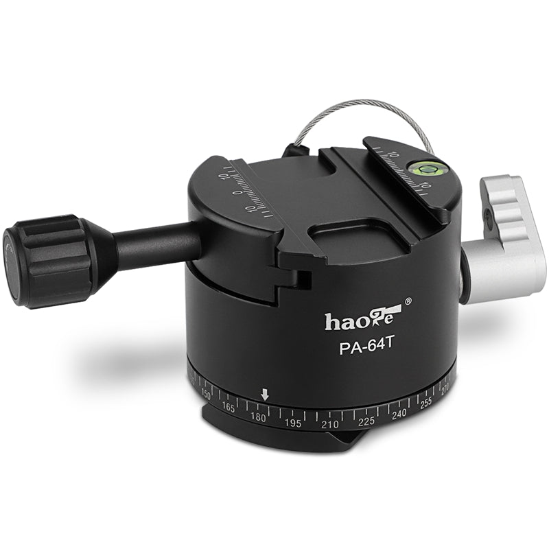 Haoge PA-64T 64mm Panoramic Panorama Pano Indexing Index Rotator Tripod Monopod Head - 10 Detent Interval Quick Release Clamp fit Arca Swiss