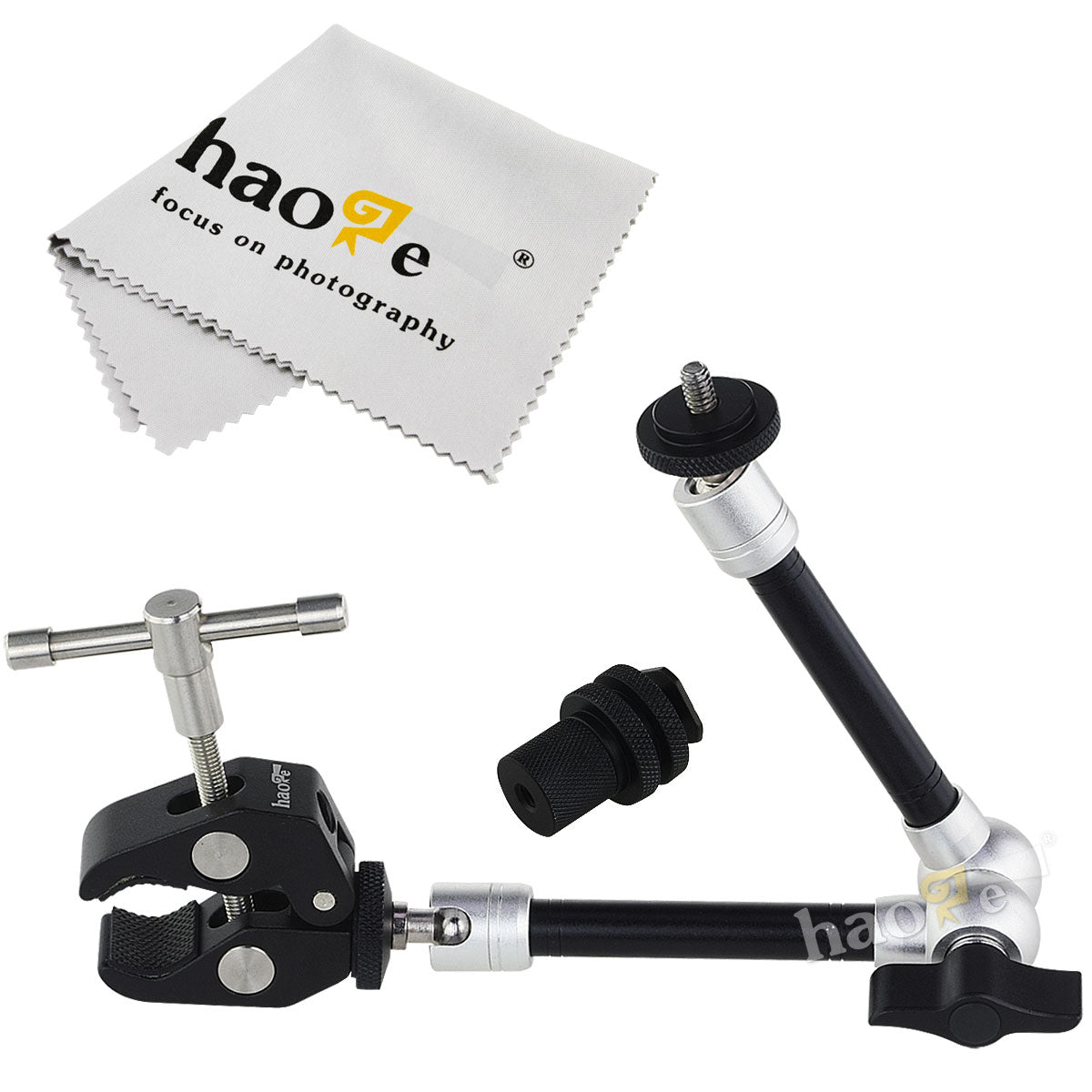 Haoge 11 inch Articulating Friction Magic Arm with Large Clamp Crab Pliers Clip for HDMI LCD Monitor LED Light DSLR Camera Video Tripod
