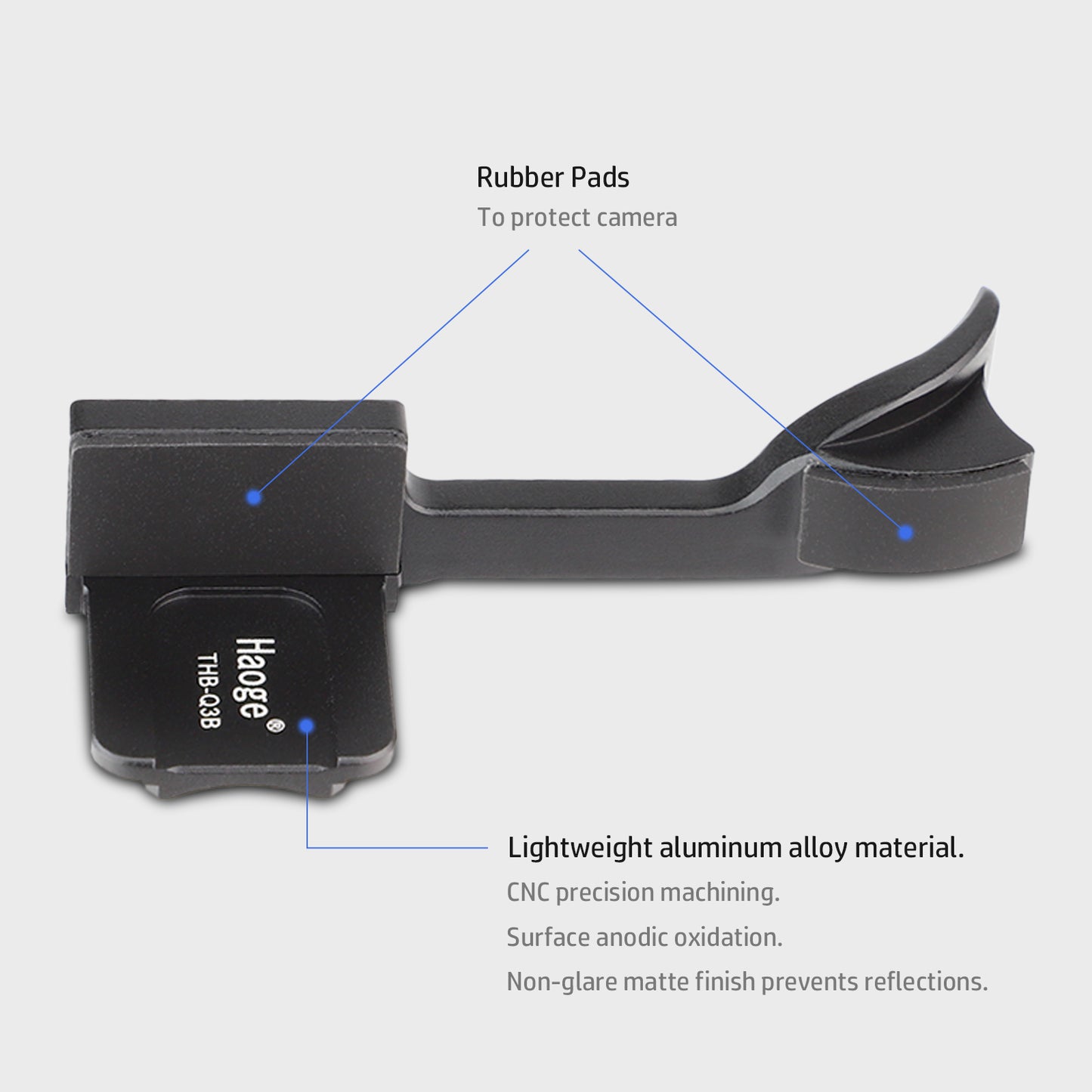Haoge Metal Thumb Up Grip for Leica Q3 / Q3 43 Camera Digital AccessoriesTHB-Q3B Hot Shoe Thumb Up Rest Support Handgrip