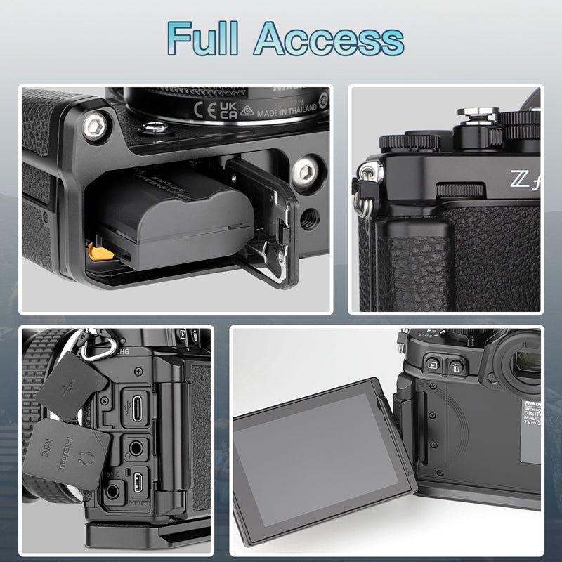 Haoge HG-ZFB Quick Release Plate Camera Bracket Holder Hand Grip for Nikon ZF Camera Black fit Arca Swiss Sunwayfoto Kirk RRS Benro