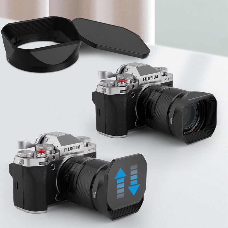 Haoge Metal Square Lens Hood for Fujifilm Fujinon Fuji XF 16-50mm F2.8-4.8 R LM WR lens Replaces LH-XF23 II/LH-XF23-2 Lens Hood with a Hood Cap