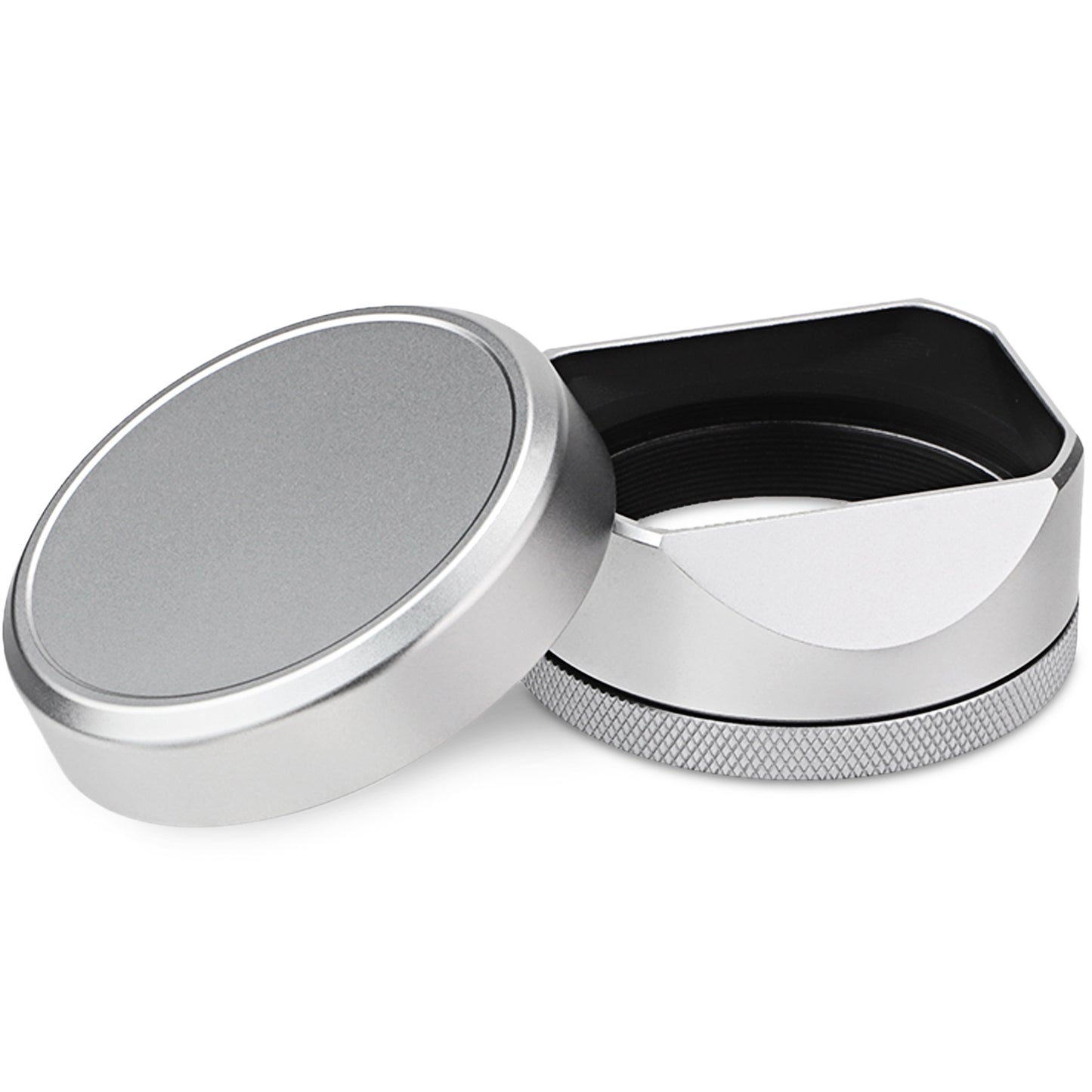 Haoge Square Metal Lens Hood for Fujifilm X100VI Fuji X100V X100F X100T X100S X100 X70 Camera Silver with 49mm UV Filter Adapter Ring and Metal Cap