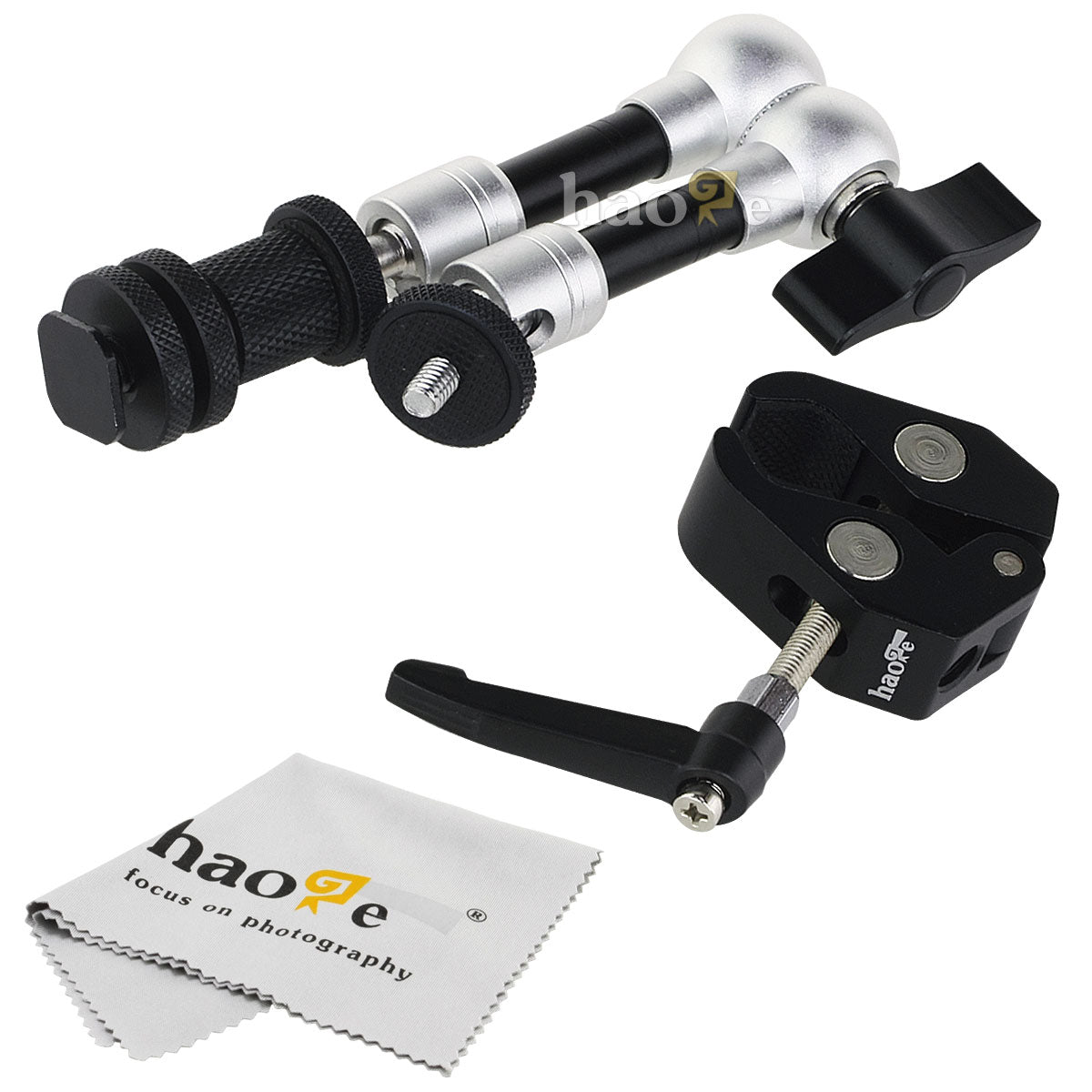 Haoge 7 inch Articulating Friction Magic Arm with Small Clamp Crab Pliers Clip for HDMI LCD Monitor LED Light DSLR Camera Video Tripod
