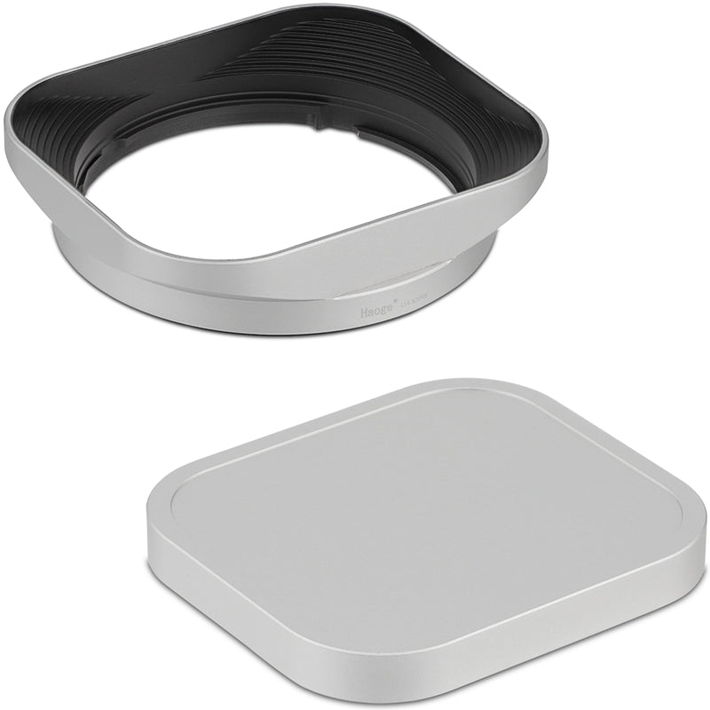 Haoge Silver Metal Square Lens Hood for Fujifilm XF33mm F1.4 R WR Lens, Fujinon XF 16-50mm,Fuji XF 23mm f/1.4 R LM WR lens Hood Shade Bayonet Mount