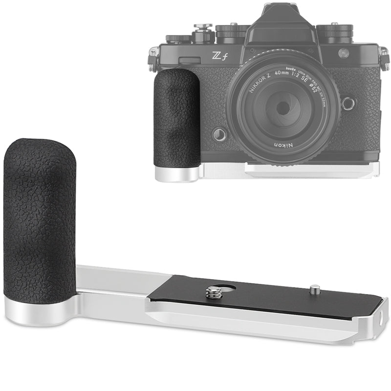 Haoge Handgrip for Nikon Zf ZF Camera L-Shape Grip, With Ergonomic Silicone Side Handle Built-in Arca Swiss Type Plate for DJI RS2/RS-C2/RS3/RS3-PRO/RS3 Mini ,Silver MHG-ZFW