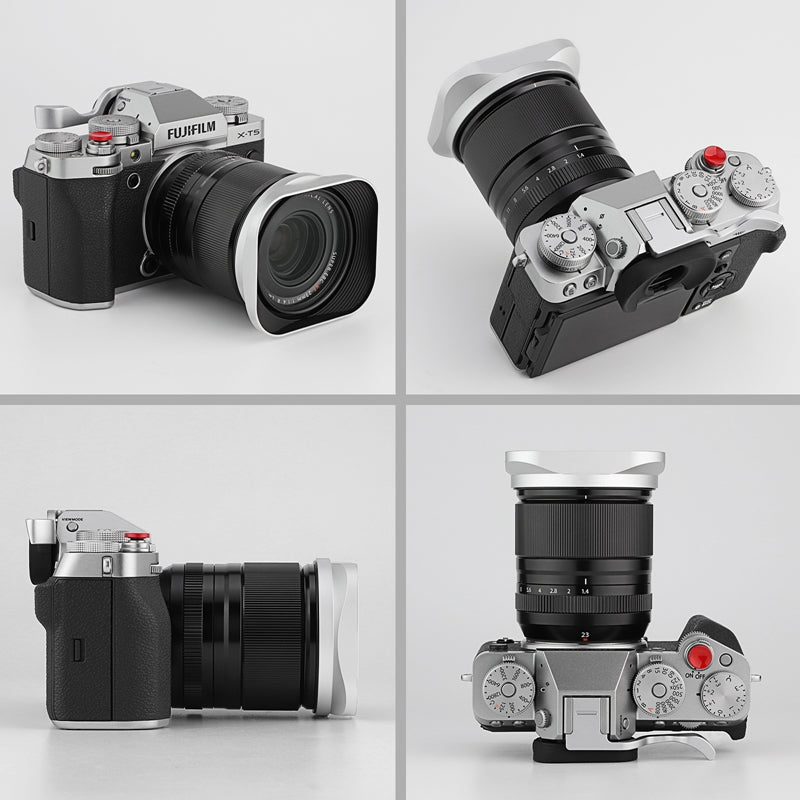 Haoge Silver Metal Square Lens Hood for Fujifilm XF33mm F1.4 R WR Lens and Fuji XF 23mm f/1.4 R LM WR lens on X-Pro3 X-T5 XT4 X-T50 X-T30 X-E4 X-H2 Cap LH-X33 Bayone
