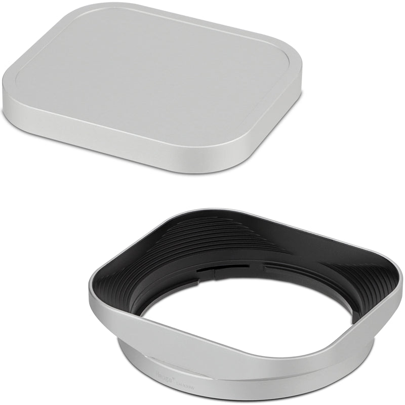 Haoge Silver Metal Square Lens Hood for Fujifilm XF33mm F1.4 R WR Lens and Fuji XF 23mm f/1.4 R LM WR lens on X-Pro3 X-T5 XT4 X-T50 X-T30 X-E4 X-H2 Cap LH-X33 Bayone