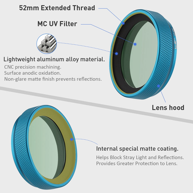 Haoge Metal Lens Hood with MC UV Protection Multicoated Ultraviolet Lens Filter for Fujifilm Fuji X100VI Camera Blue LUV-X54G
