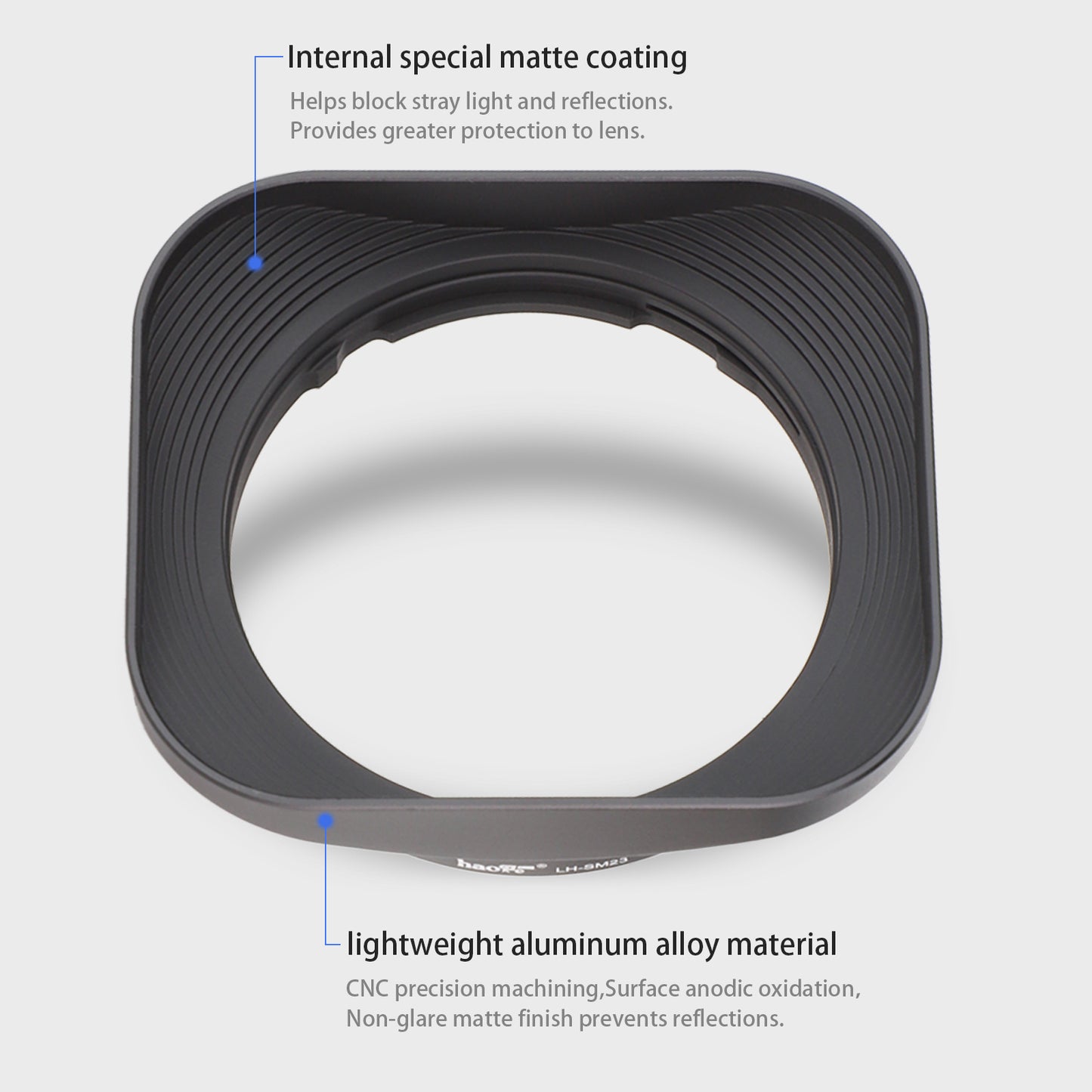 Haoge Bayonet Square Metal Lens Hood for Sigma 23mm F1.4 DC DN Lens LH-SM23