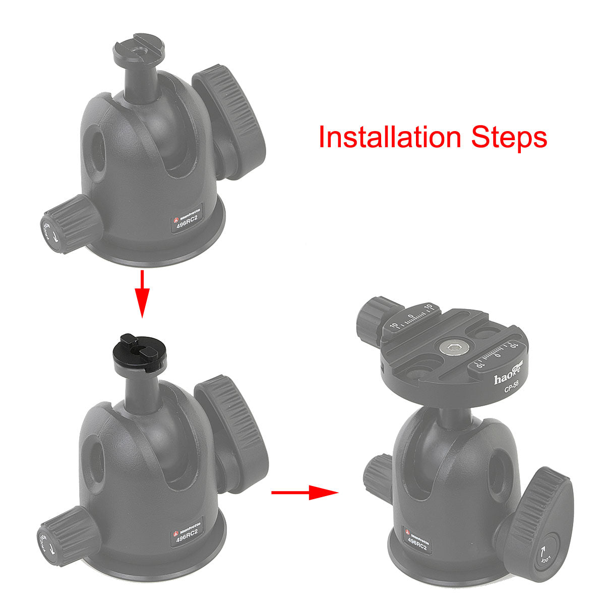 Haoge Female to Male Boss Adapter for Replace Manfrotto Bogen Tripod Ball Head to Arca Swiss Compatible Quick Release Clamp