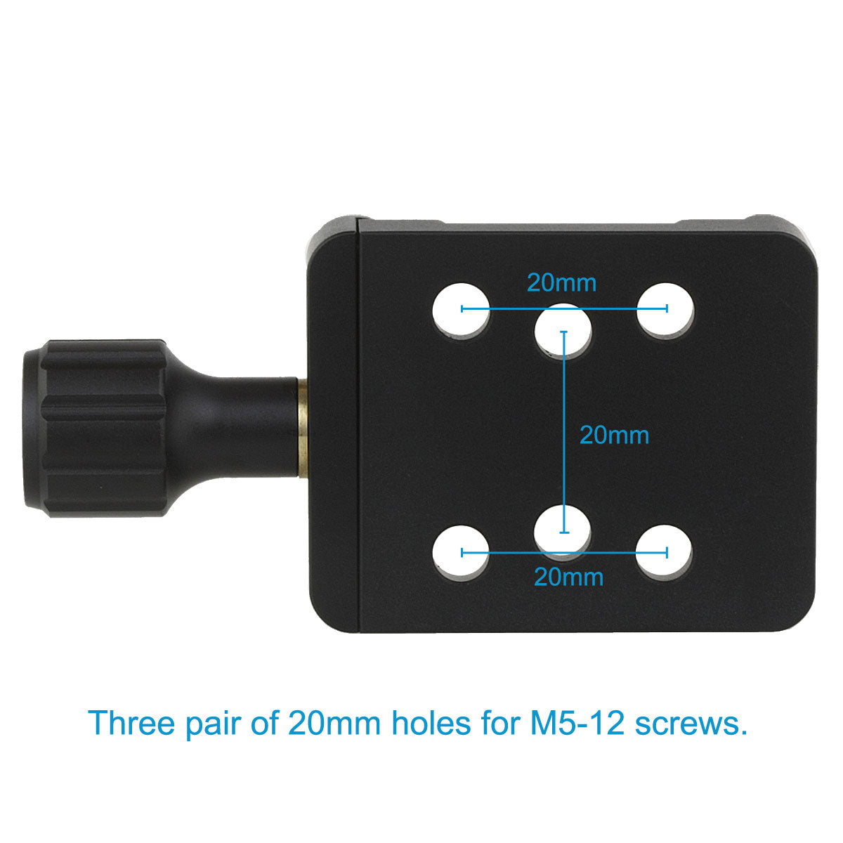 Haoge CP-20 Screw Knob Clamp Adapter Mount with Three Pairs of 20mm Holes for DIY Support System with Haoge Plates