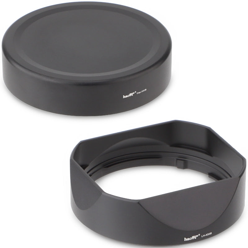 Haoge LH-X53B Square Metal Lens Hood Shade with Metal Cap for Fujifilm Fuji Fujinon XF 35mm F1.4 R / XF35mmF1.4 R xf18mm f2.8 Lens