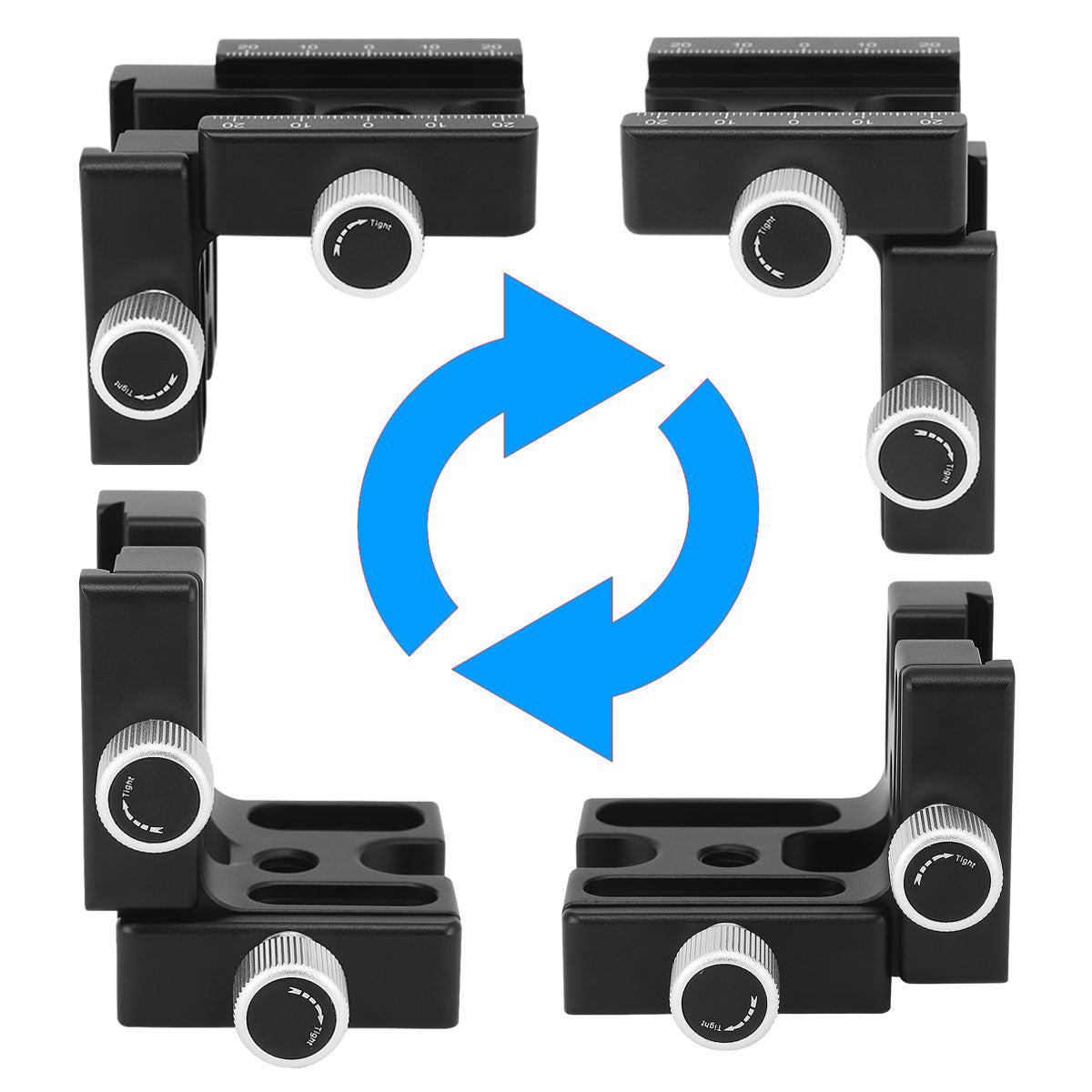 Haoge CP-RA90 Right Angle Clamp 90 Degree Double Quick Release L Clamp with 1/4 Screw Thread for Arca Swiss RRS Benro Rail Plate Nodal Slide